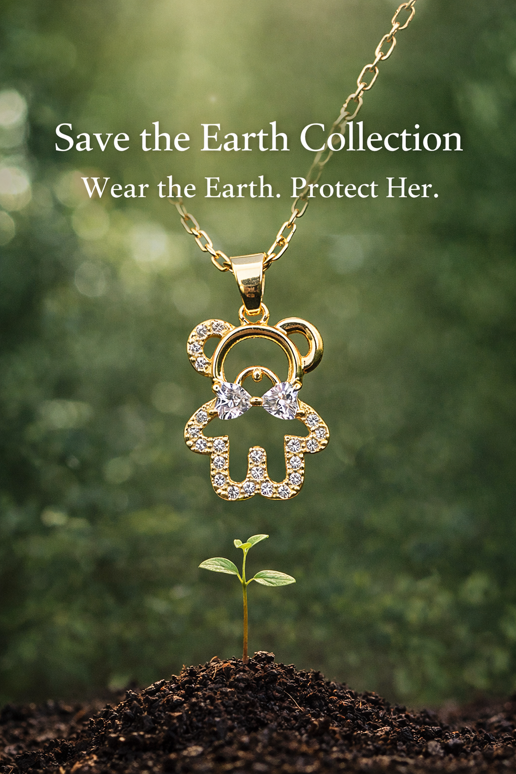 Save The Earth Teddy Necklace